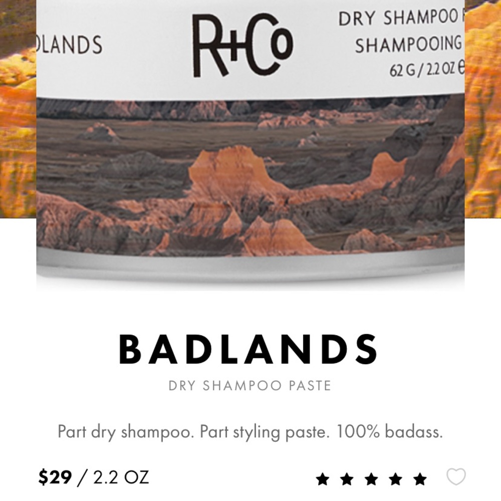 New R+co Badlands dry shampoo styling paste